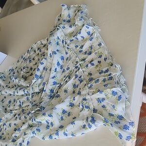 Skylar + Madison Women's Large Ditsy Floral Flowy Boho Top Mini Dress Ruffle